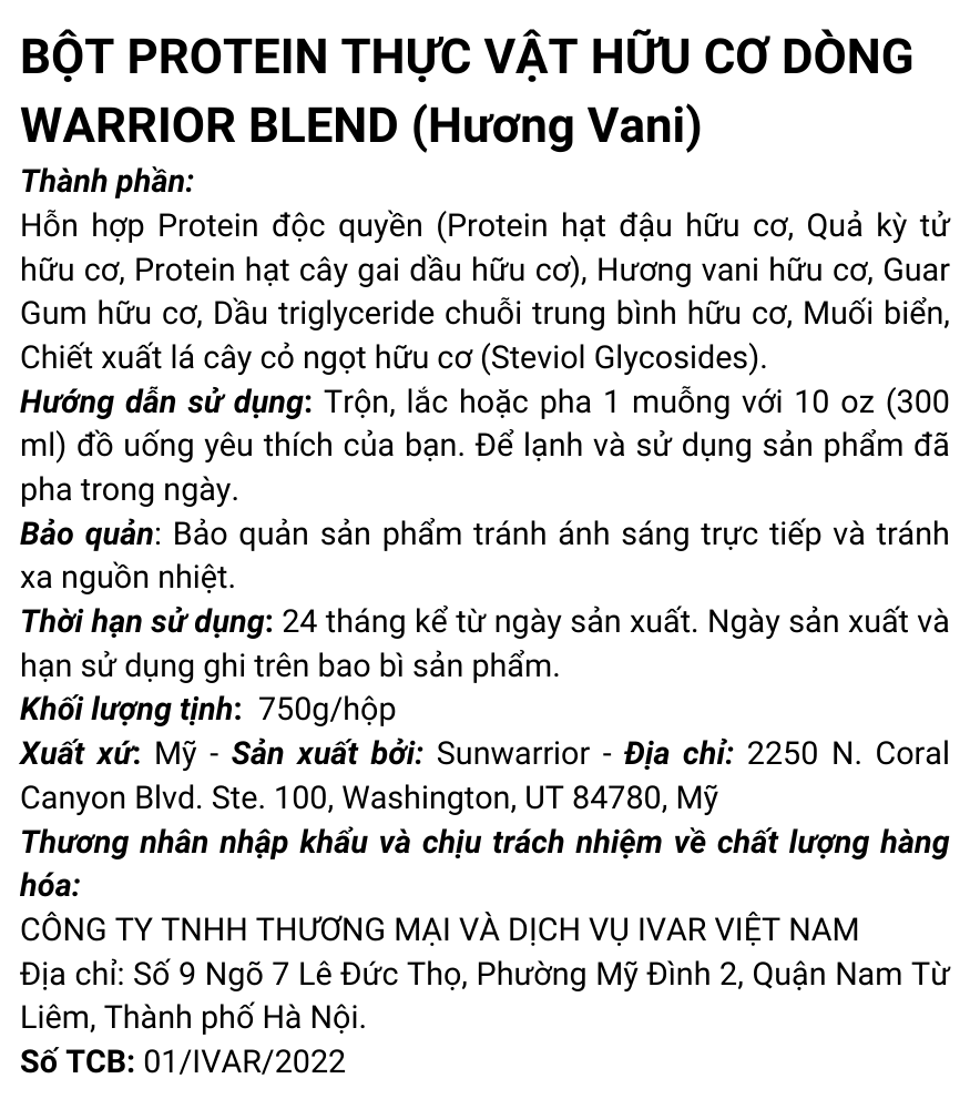 nhan phu protein warrior blend vani
